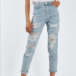 Topshop Studded Leg Mom Jean